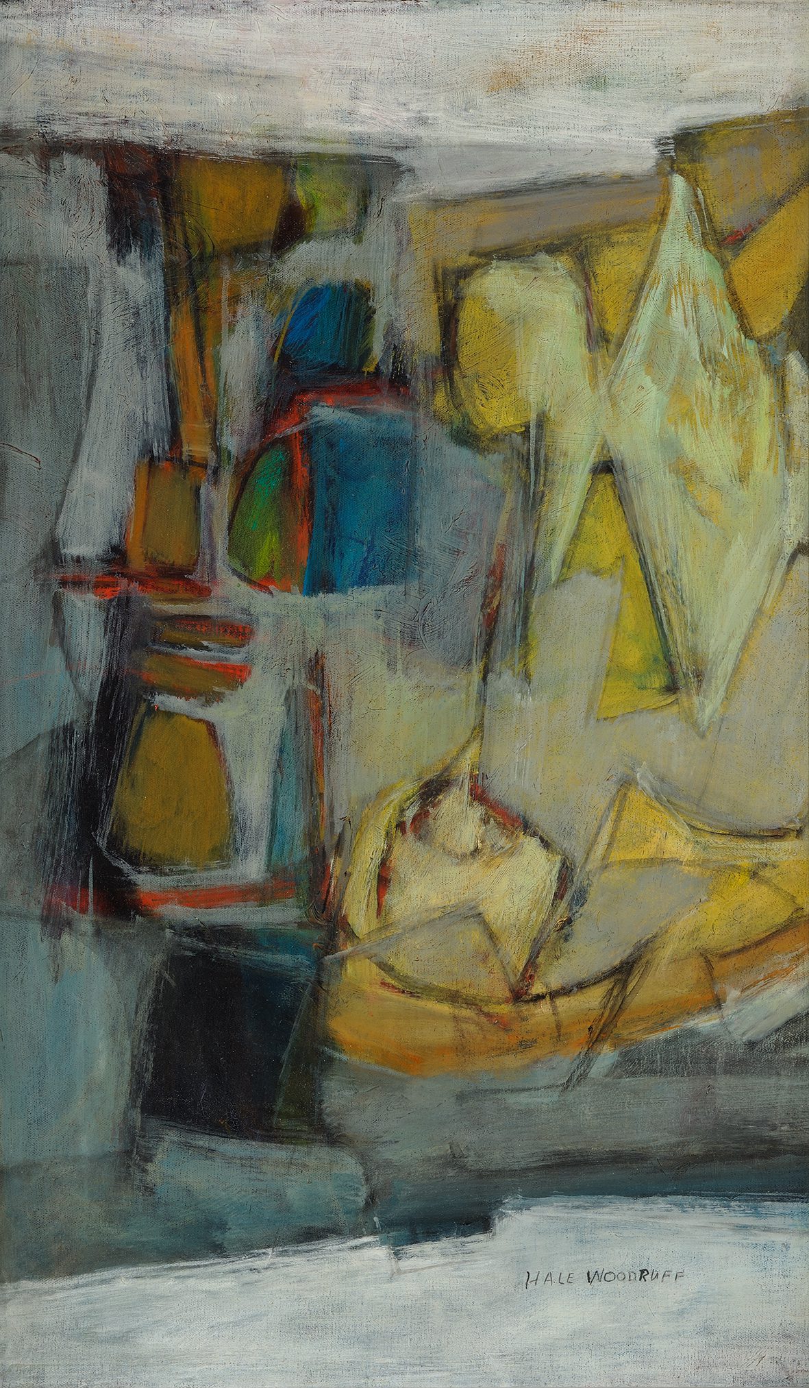 Hale Woodruff (1900-1980), Untitled, c. 1960, oil on canvas, 30 x 18 inches