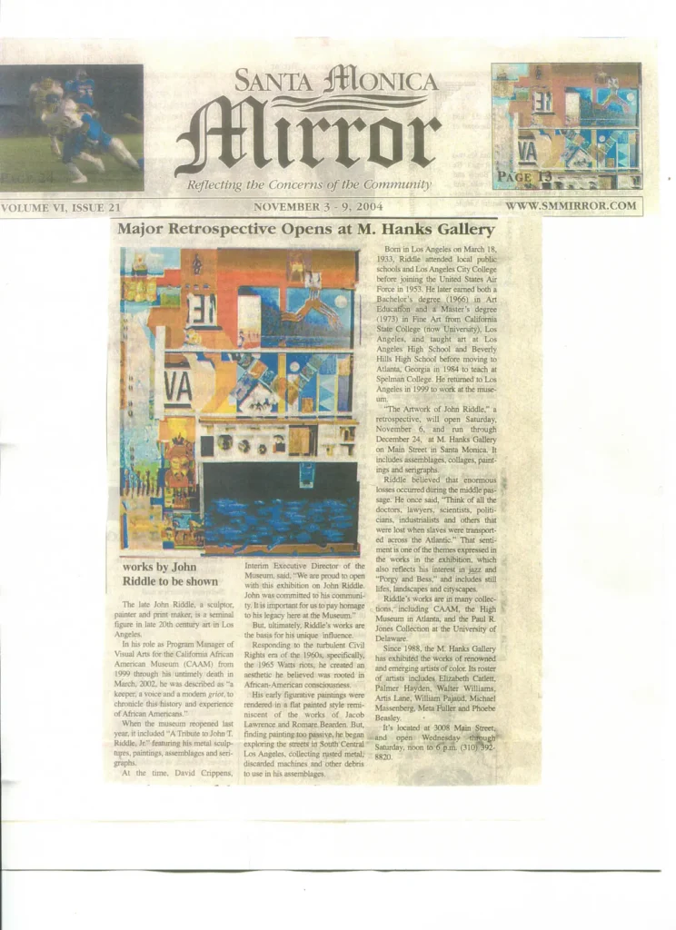 A newspaper article about an art gallery.